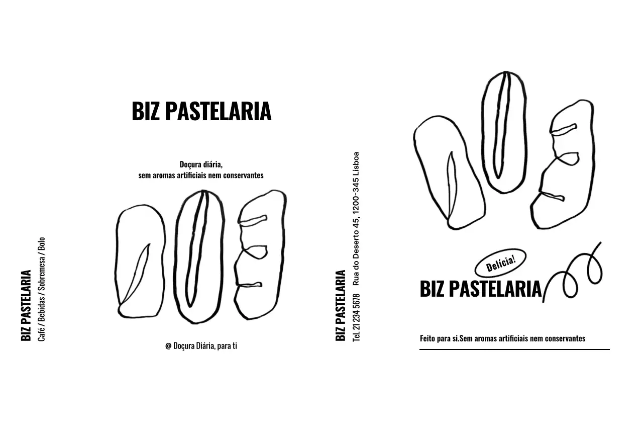 Promoção minimalista de padaria em preto e branco