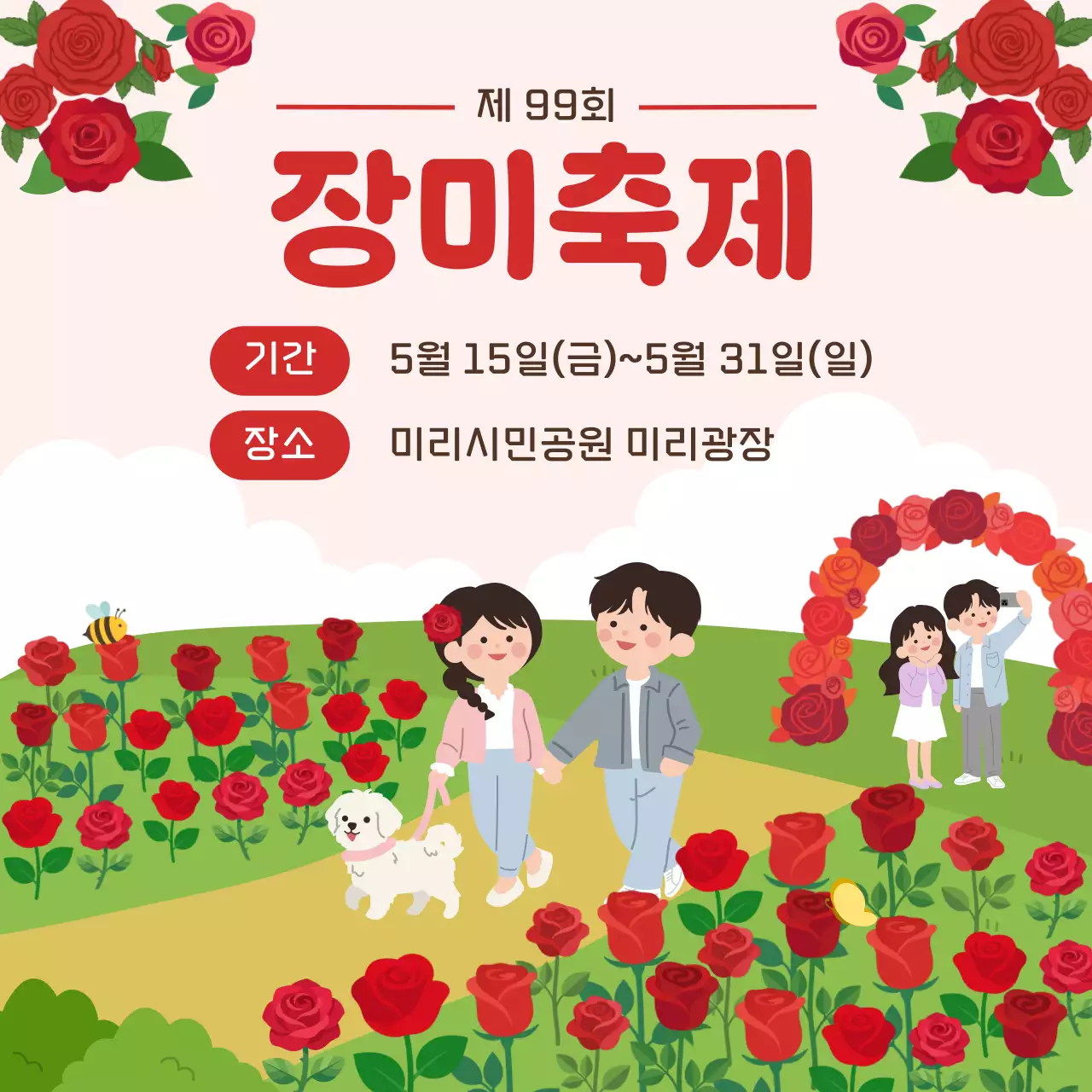 빨강 심플 장미축제 축제 안내