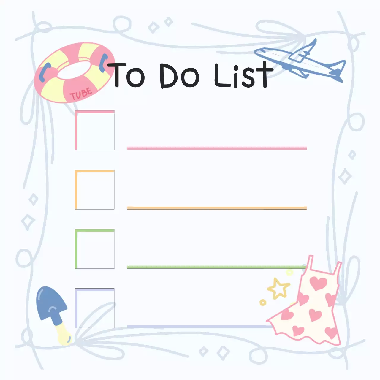 하늘색 아기자기한 여행 to do list 메모