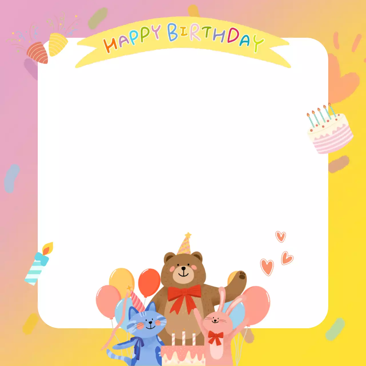 노랑 아기자기한 생일 축하 프레임