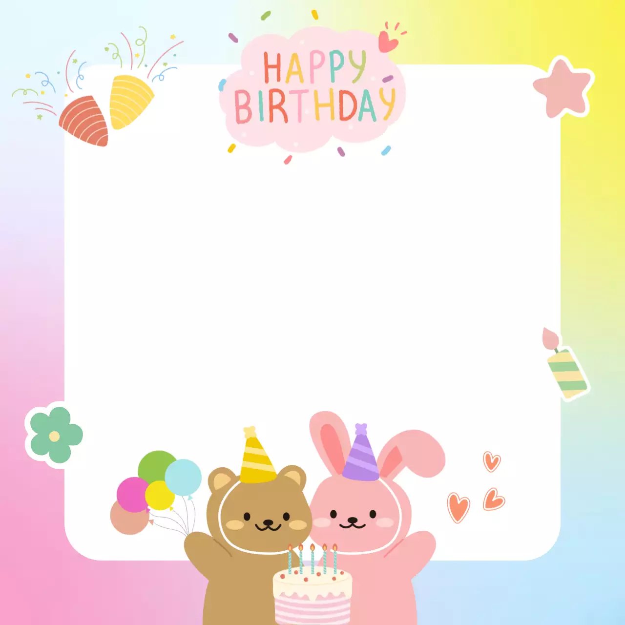 파스텔 심플 생일 축하 프레임