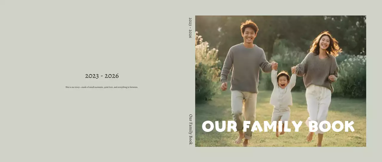 Álbum de fotos de família minimalista verde claro