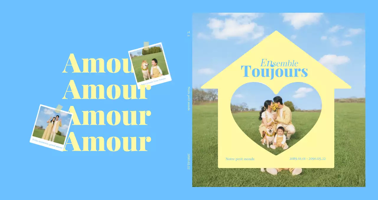 Photo de famille simple bleue commémorative