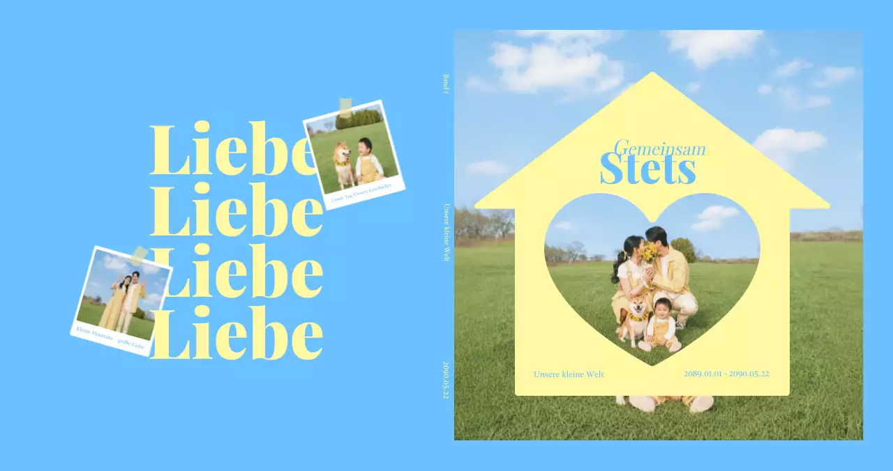Blaues schlichtes Familienfoto als Erinnerungsstück