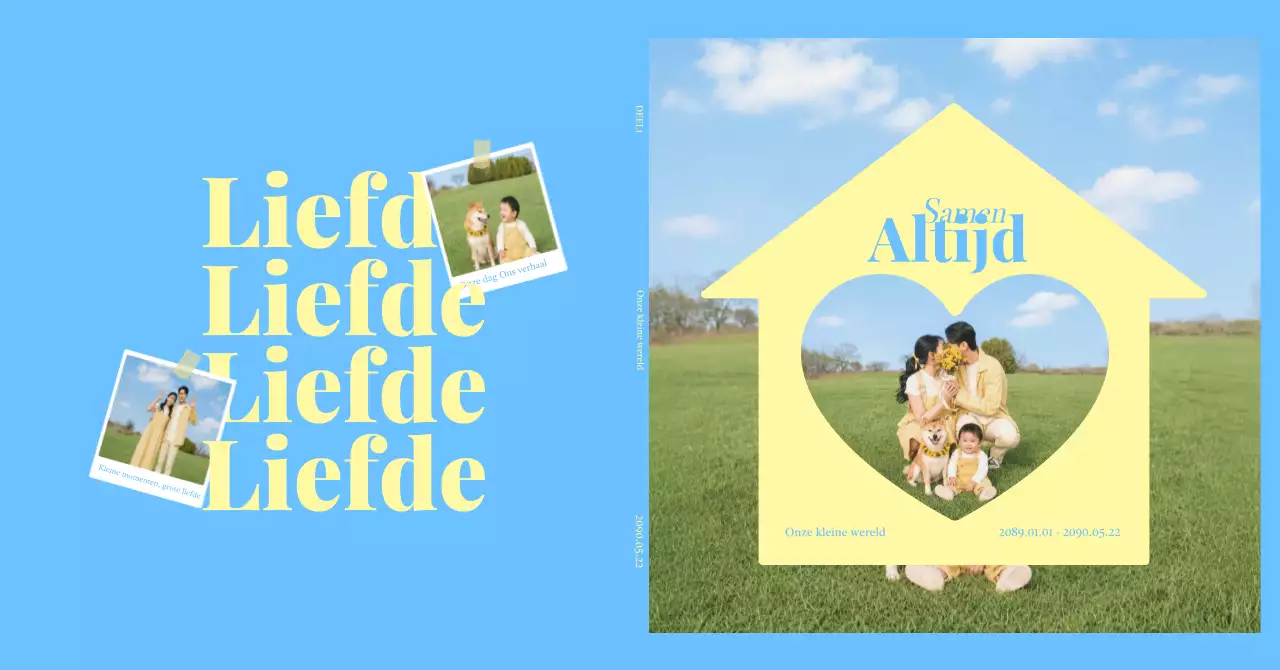 Blauw eenvoudig familiefotoalbum