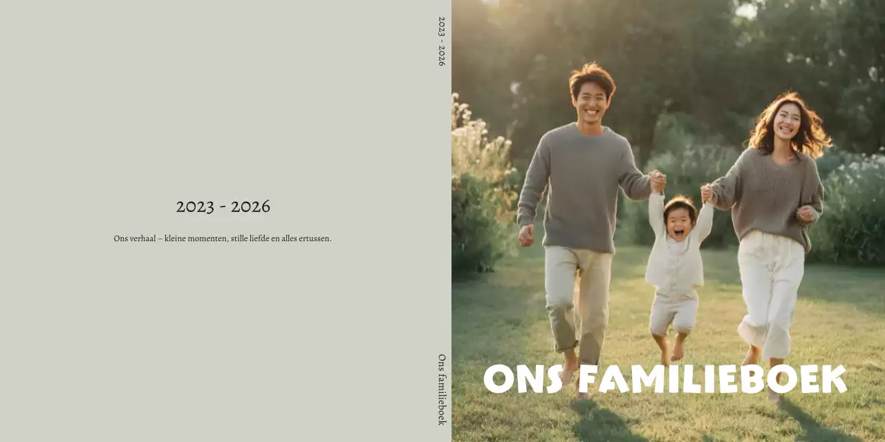 Lichtgroene minimalistische fotolijst voor een familiefotoalbum