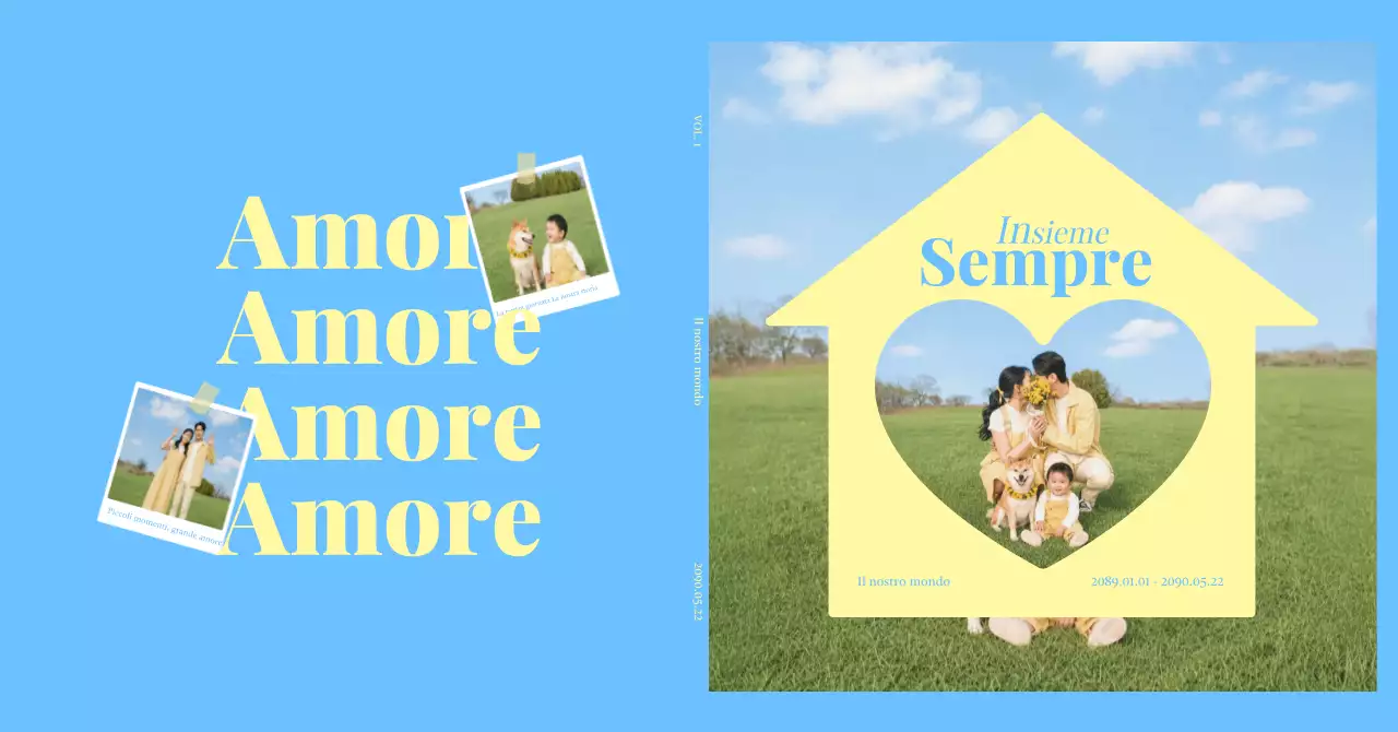 Album fotografico di famiglia semplice e blu