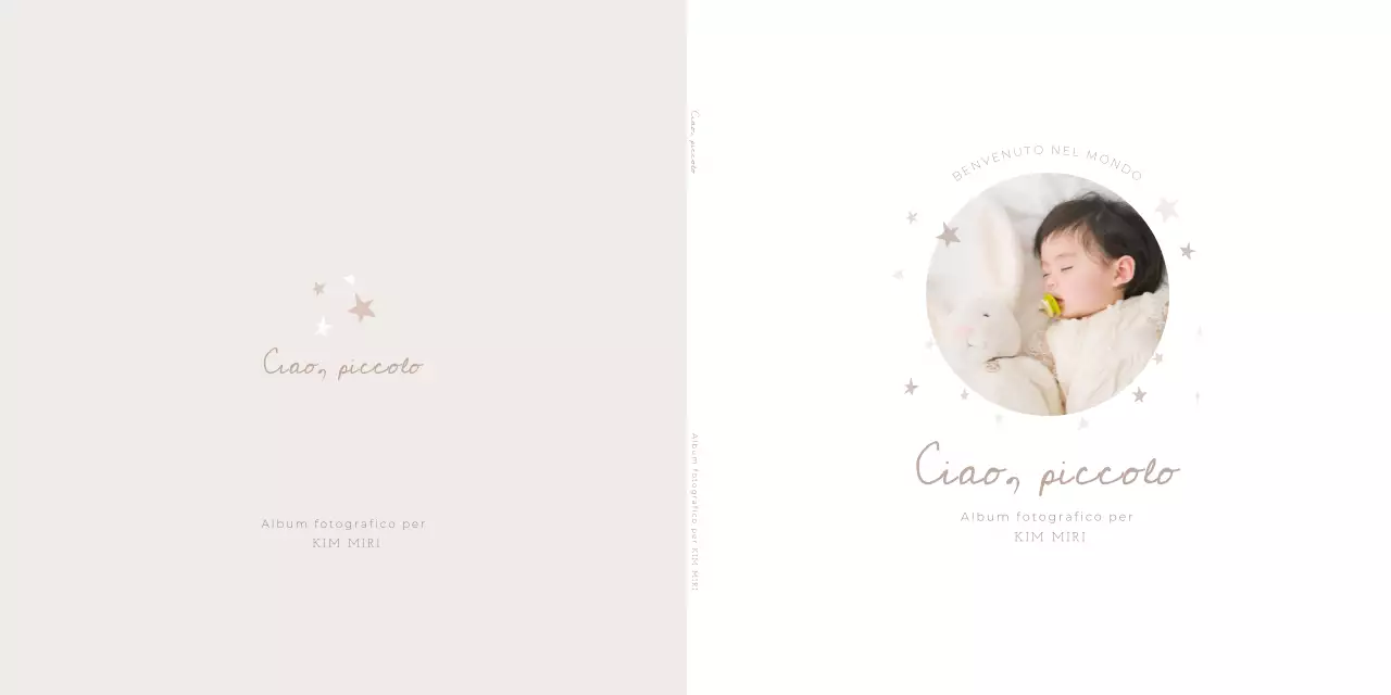 Cornice portafoto semplice beige per album di nascita.
