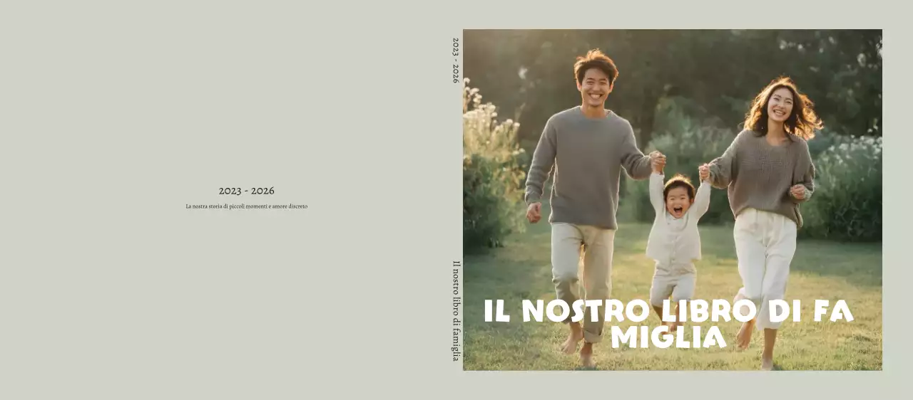 Cornice portafoto beige per album di famiglia.