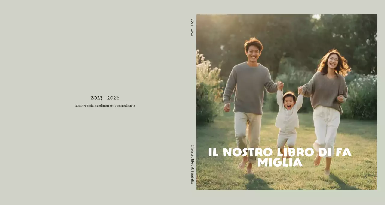 Album fotografico di famiglia in beige, ordinato