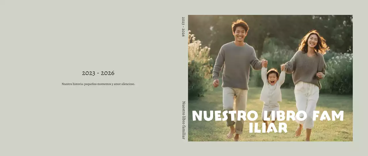 Álbum de fotos familiar minimalista verde claro