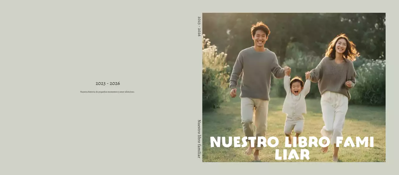 Álbum de fotos familiar beige elegante con marco