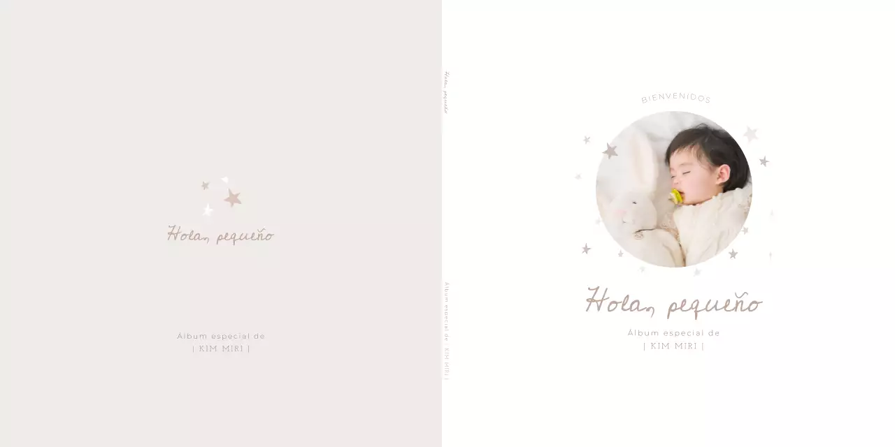 Invitación sencilla y bonita de color beige para la primera fiesta de cumpleaños