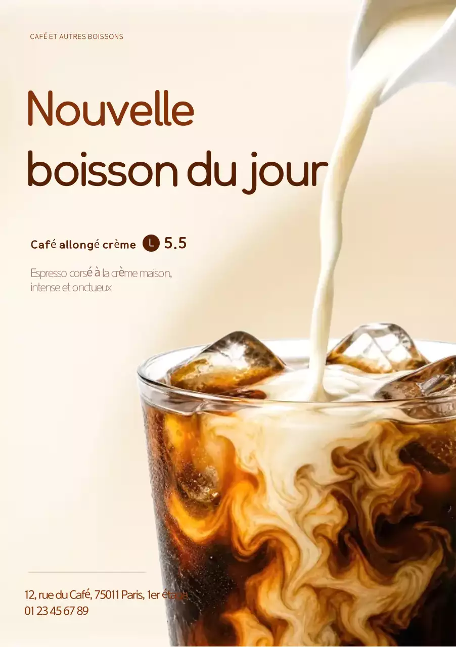 Menu de café brun et soigné