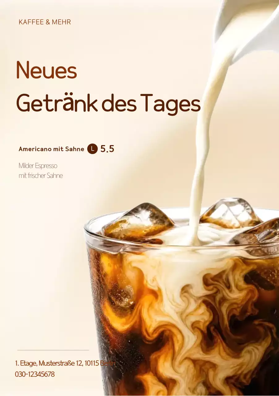 Braun, ordentliche Kaffeekarte