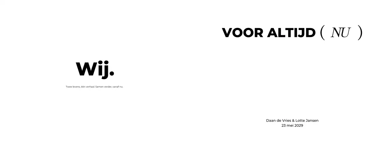 Een strakke, witte trouwuitnodiging
