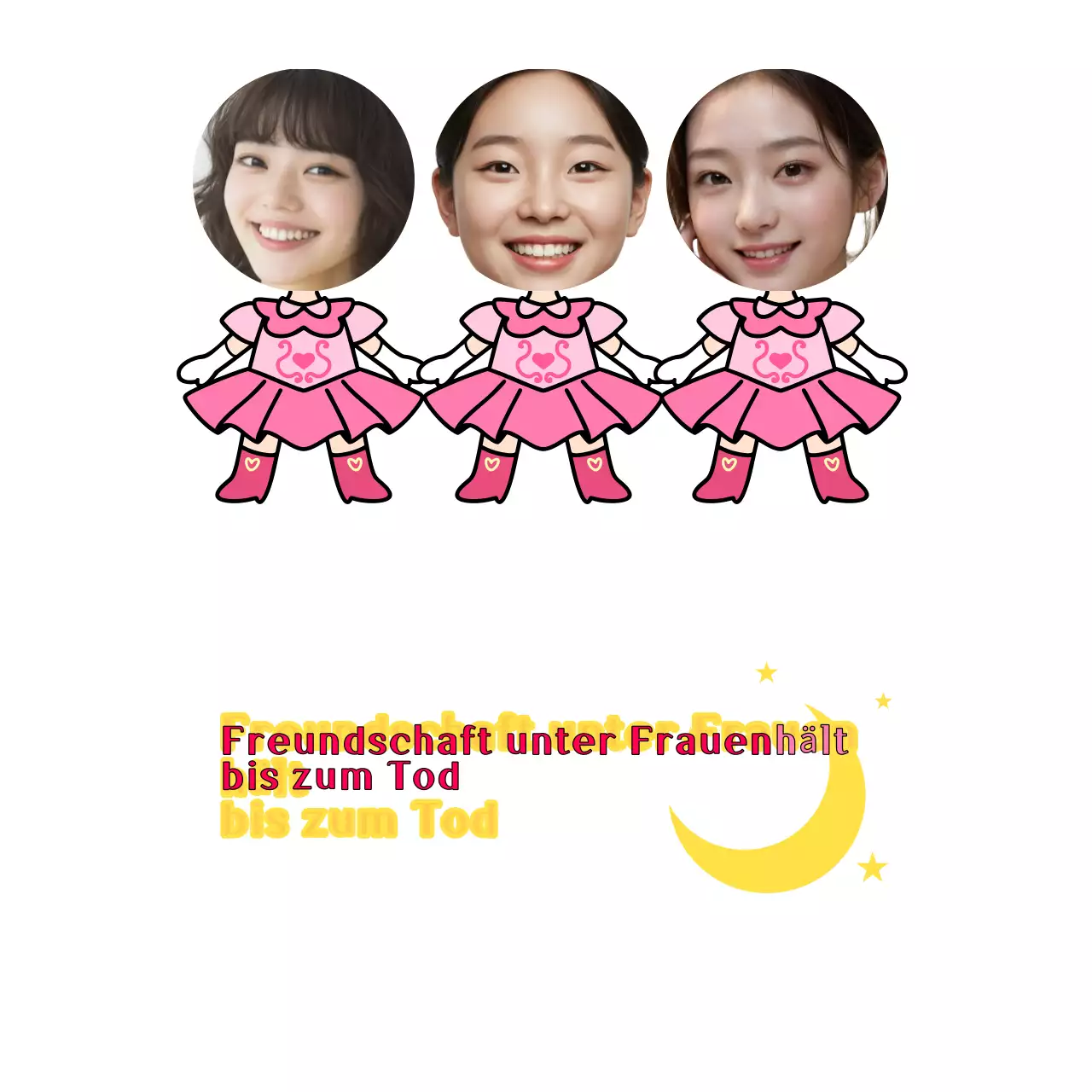 Einfaches Freundschaftsfoto in Rosa