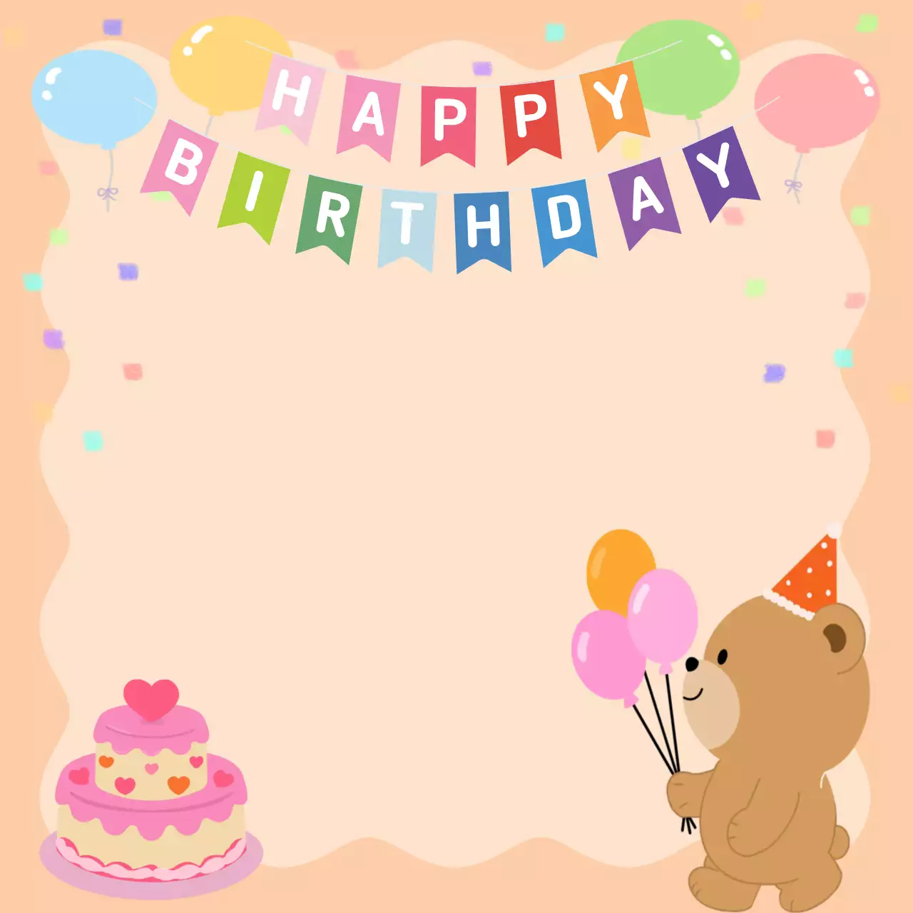 분홍색 아기자기한 생일 축하 카드