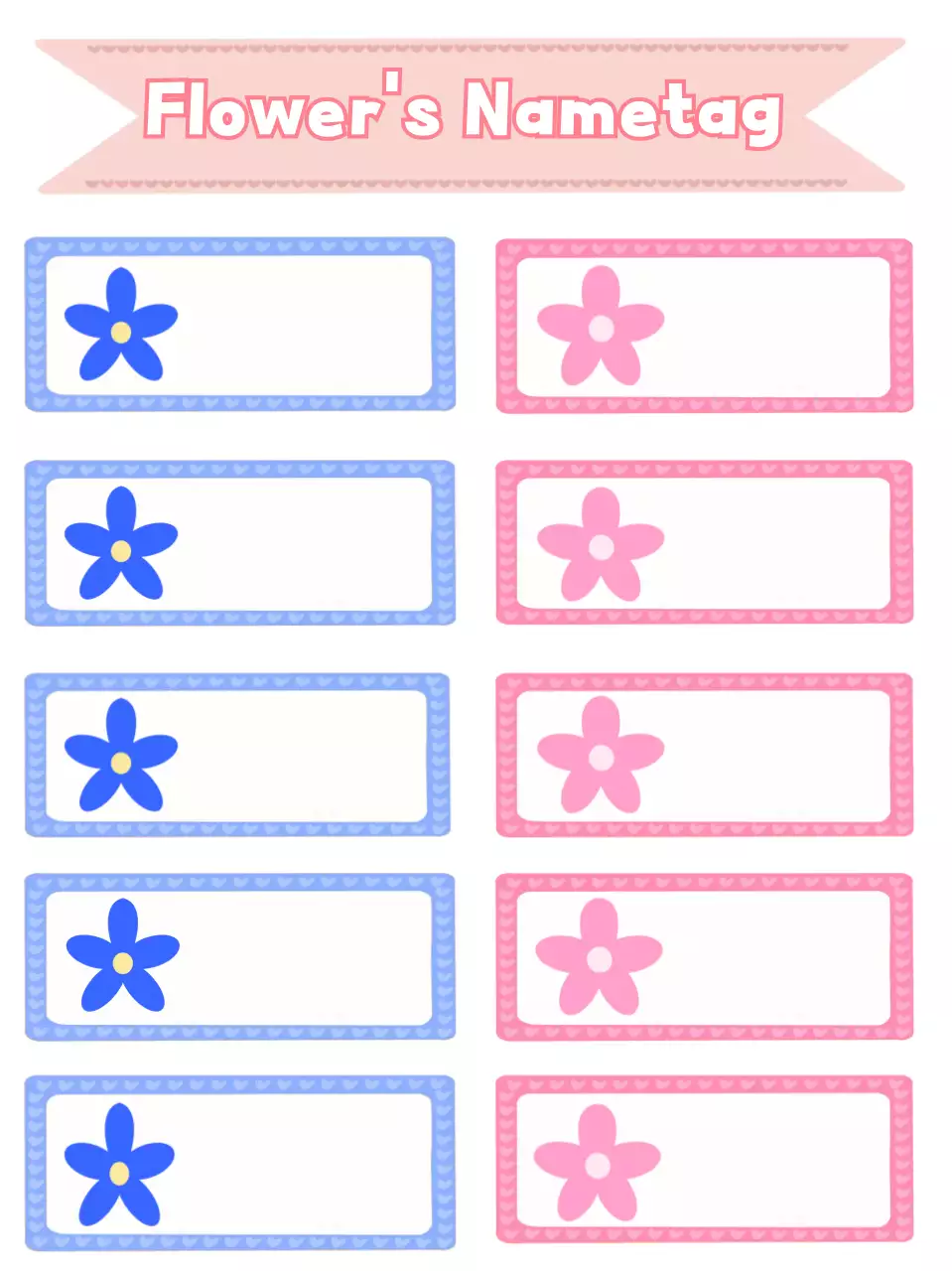 핑크 아기자기한 꽃 이름표 스티커