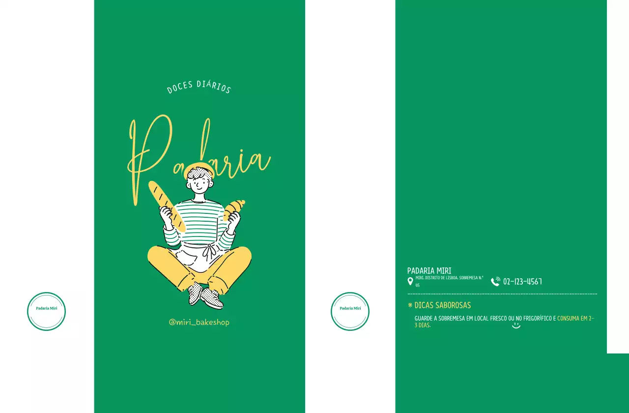 Promoção do Menu da Padaria Green Simple