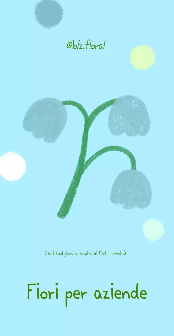 Cartolina minimalista blu con fiori