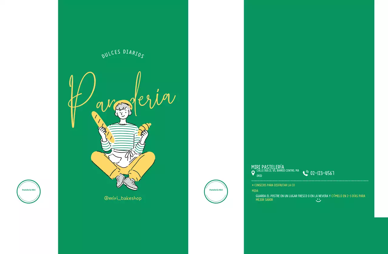 Promoción del menú de Green Simple Bakery