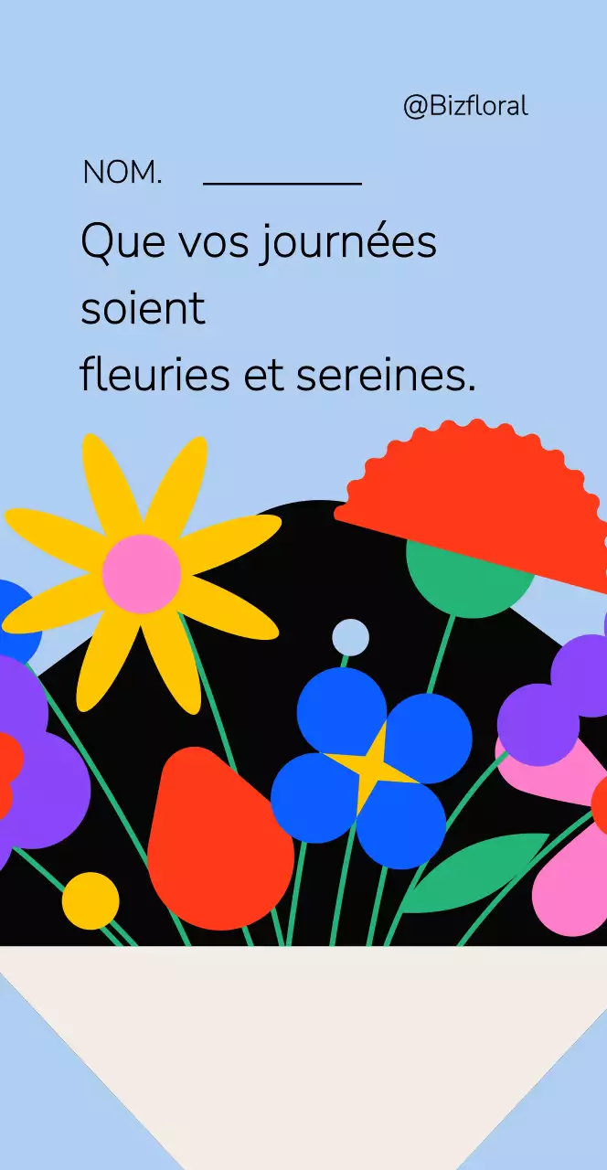 Carte postale bleue à bouquet simple