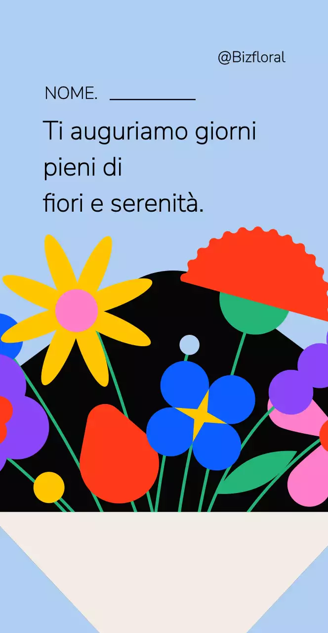 Cartolina con semplice bouquet blu