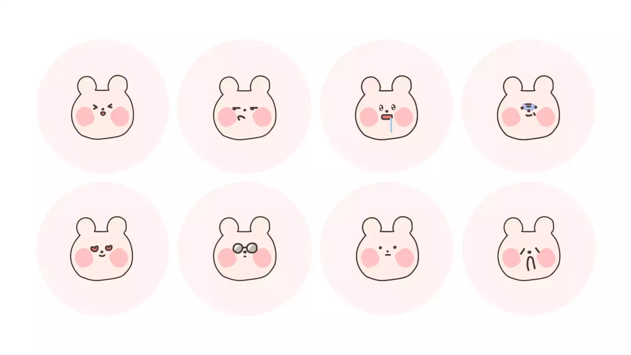 핑크 아기자기한 감정 표현 스티커