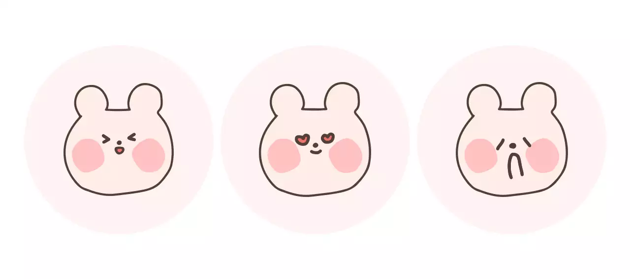분홍색 아기자기한 귀여운 캐릭터 스티커