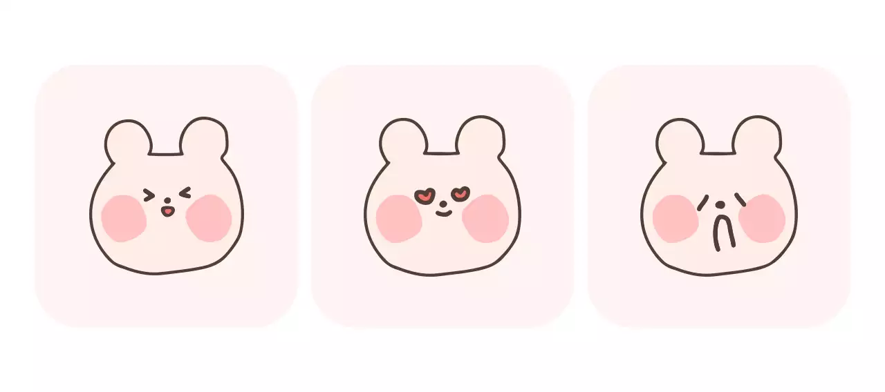 분홍색 아기자기한 감정 표현 스티커