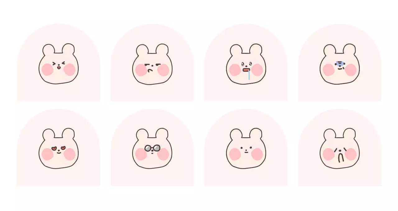 분홍색 아기자기한 캐릭터 스티커