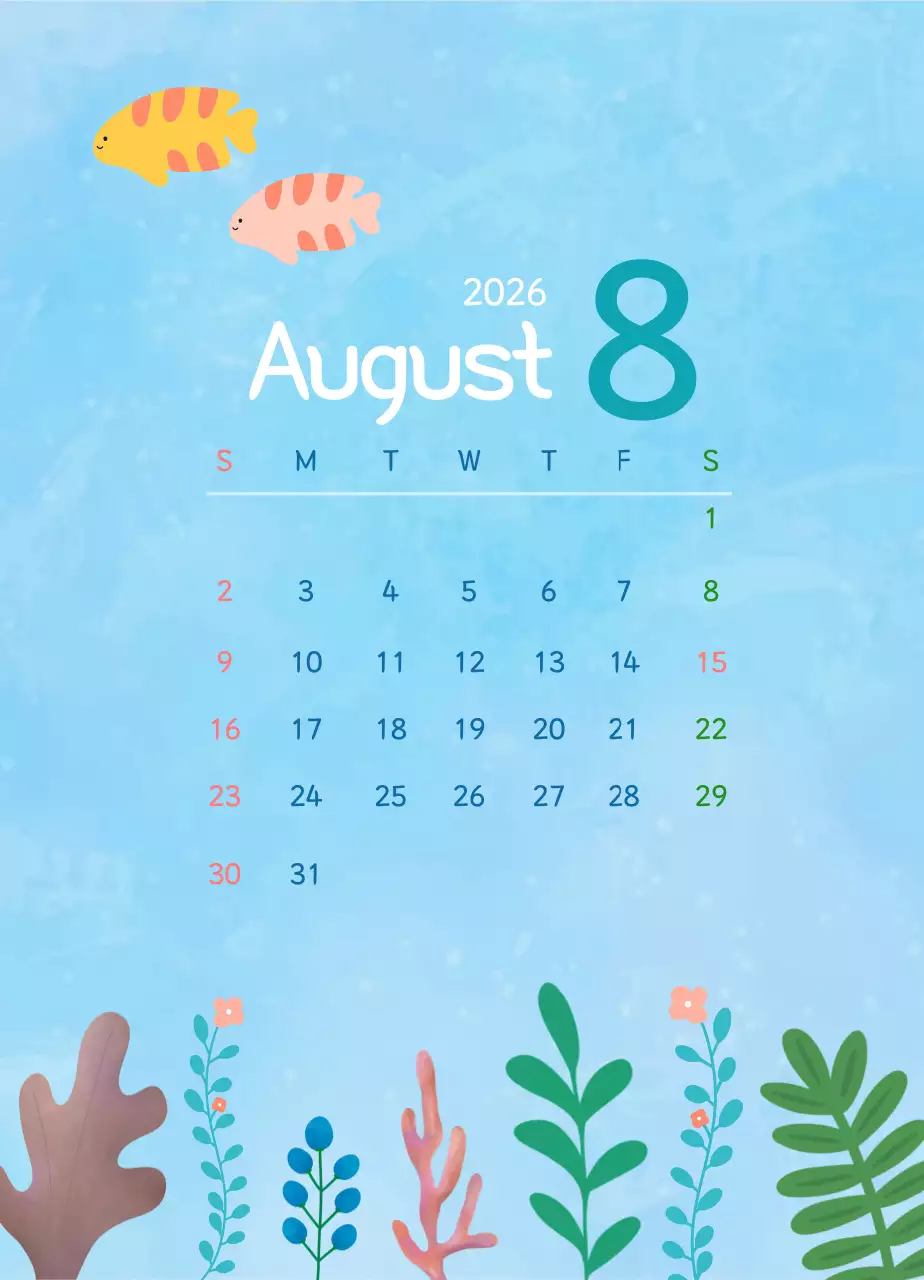 파랑 아기자기한 달력 안내