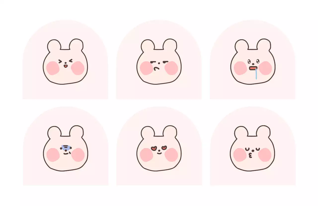핑크 아기자기한 만화 스티커