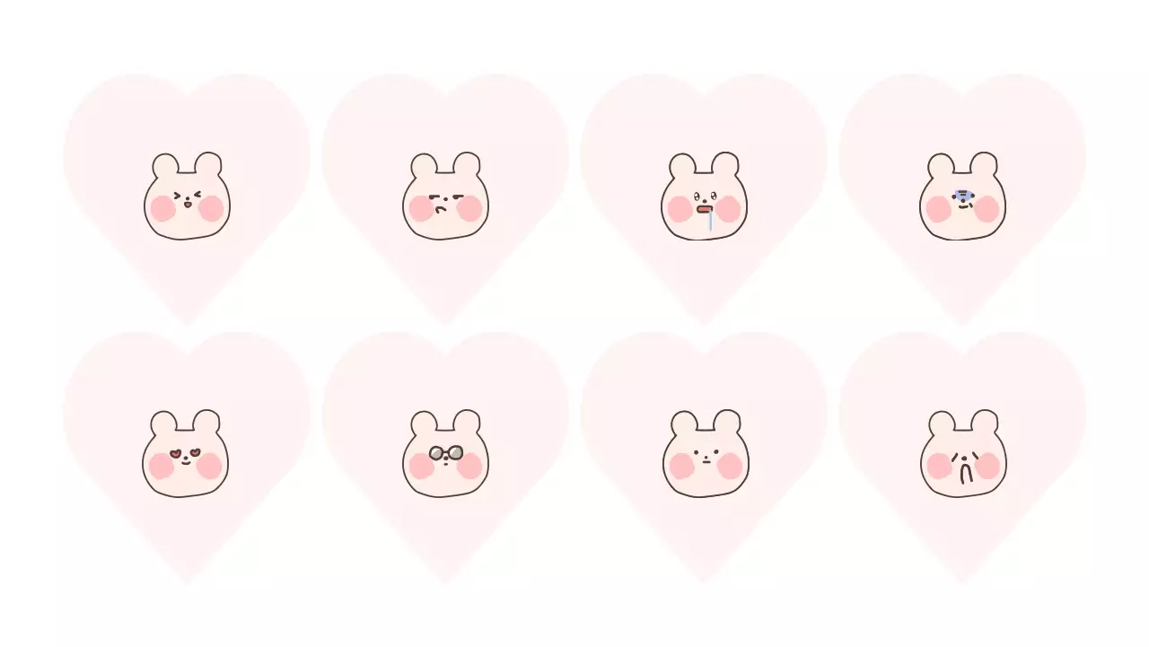 핑크 아기자기한 만화 스티커