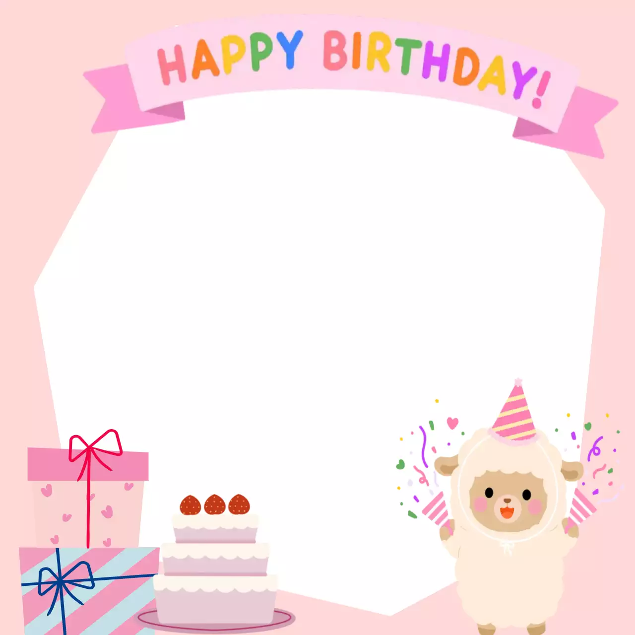 핑크 아기자기한 생일 축하