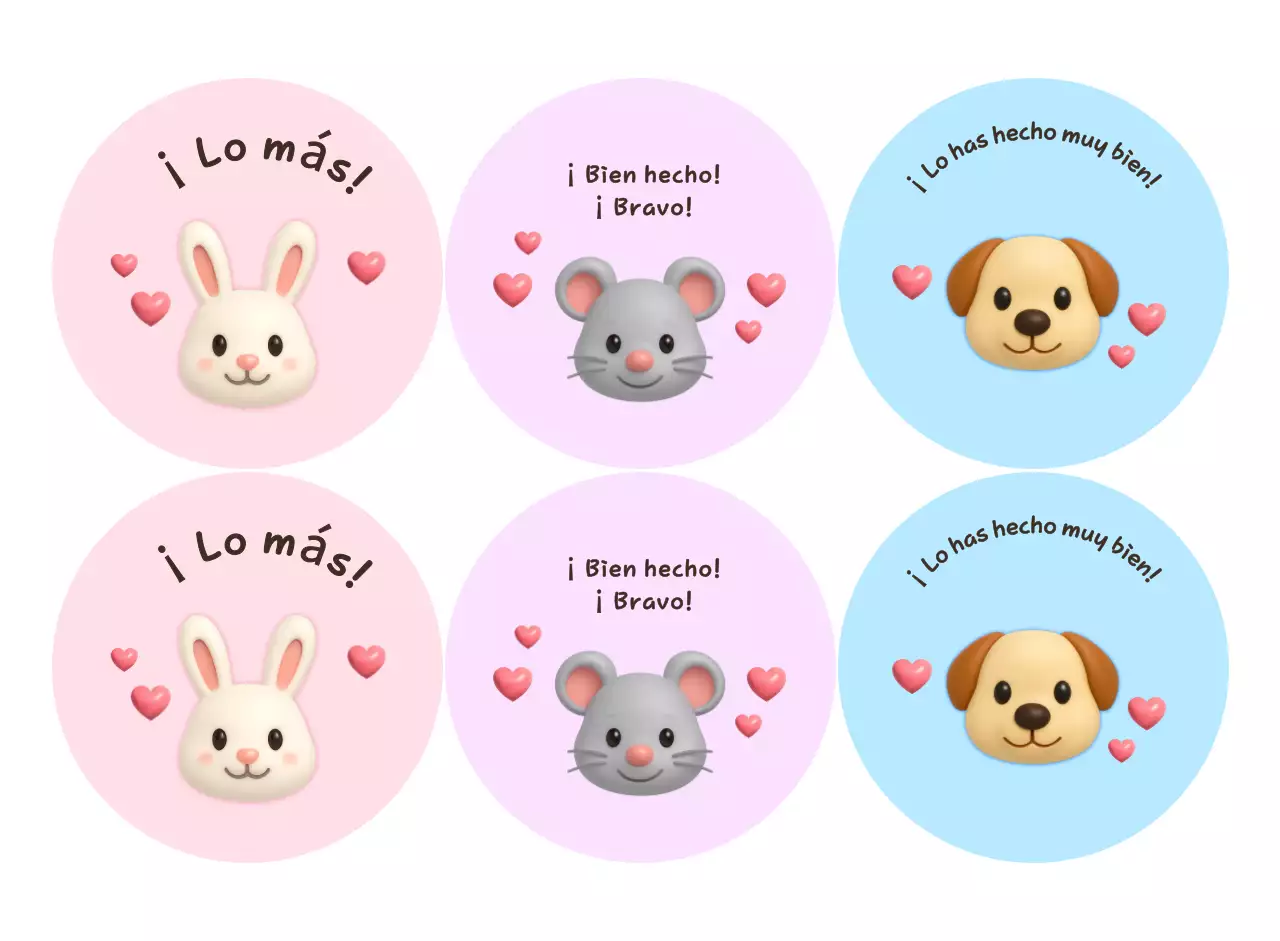 Lindas pegatinas de animales para elogiar