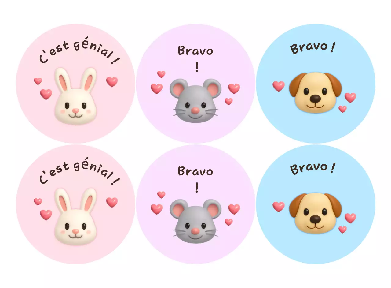 Autocollants mignons en forme d'animaux