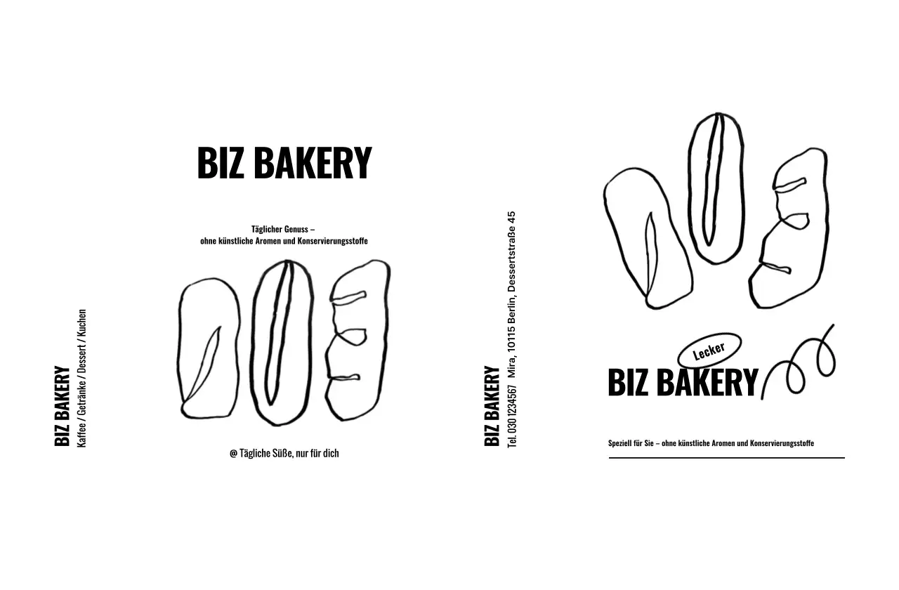 Schwarz-weiße minimalistische Bäckereiwerbung