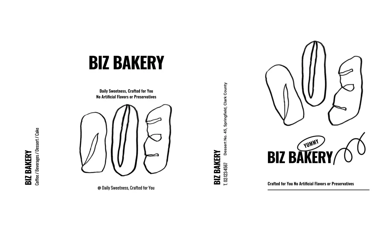 Black and white minimalist bakery promotion