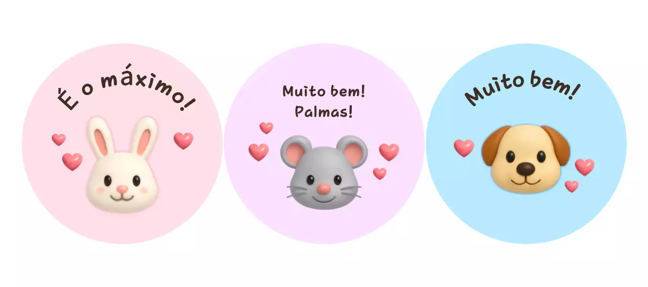 Adesivos fofos de elogio a animais