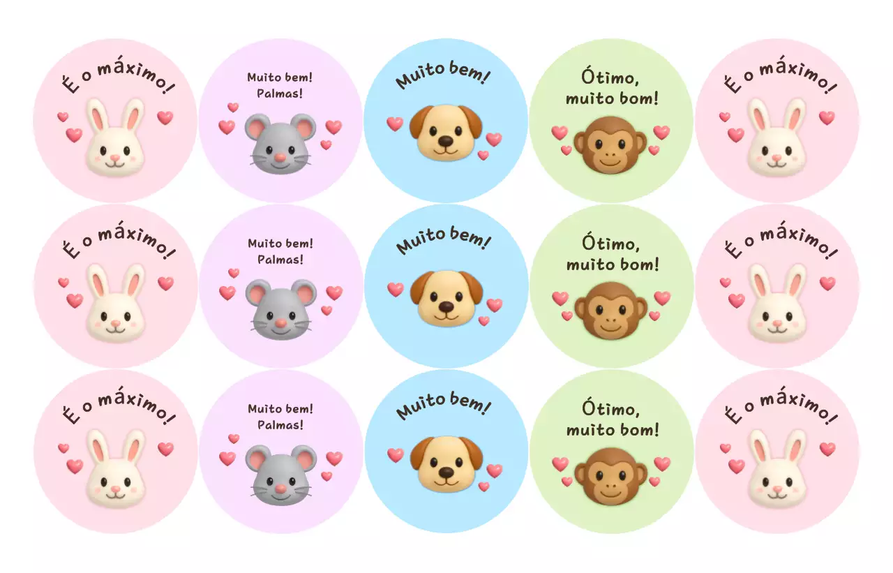 Adesivos fofos de elogio a animais