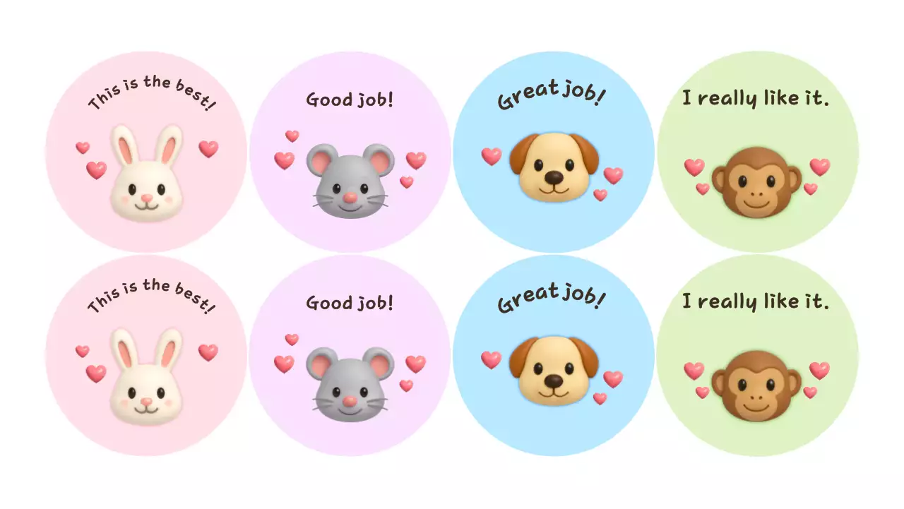 Cute animal praise stickers