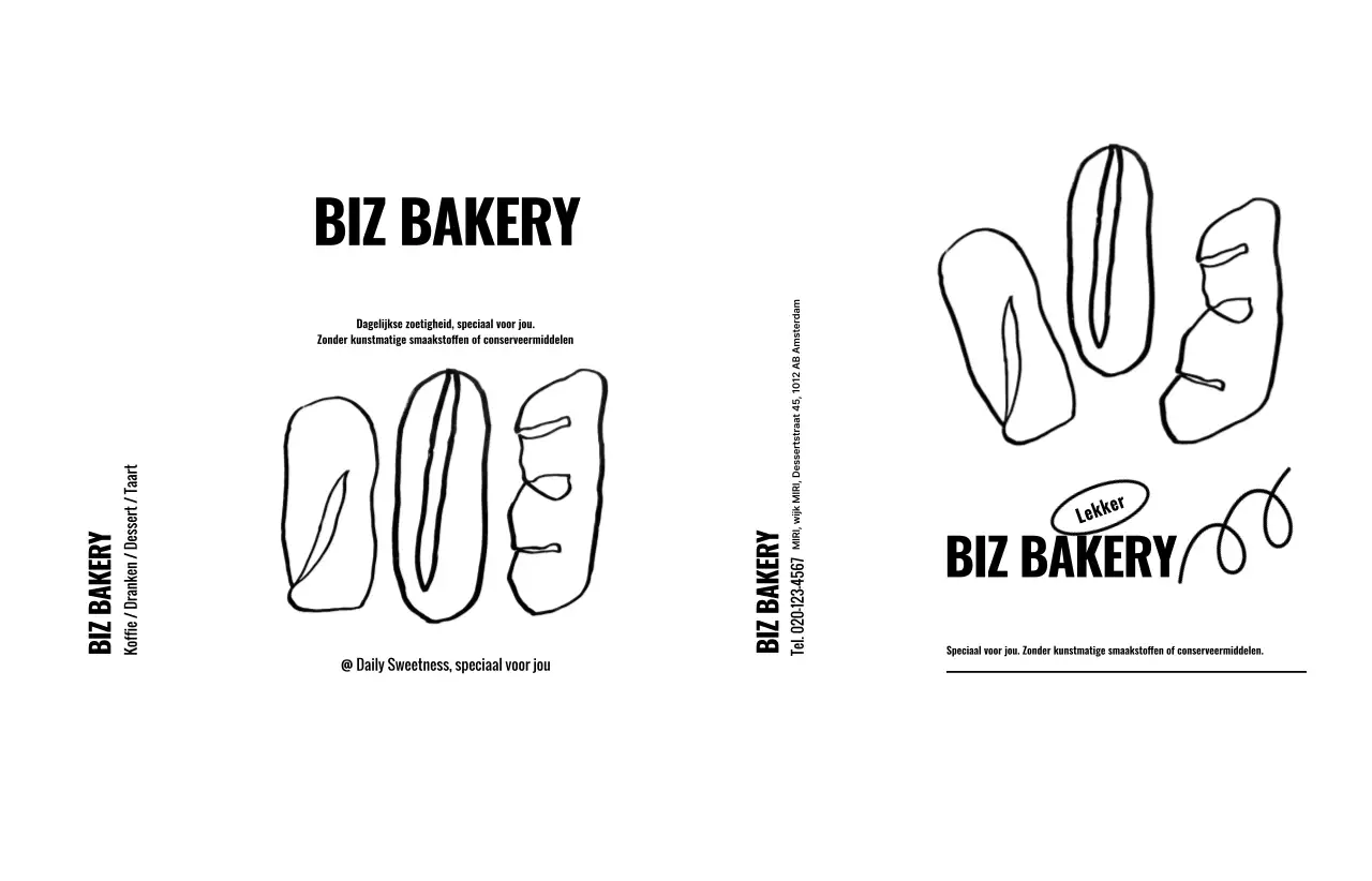 Minimalistische bakkerijpromotie in zwart-wit