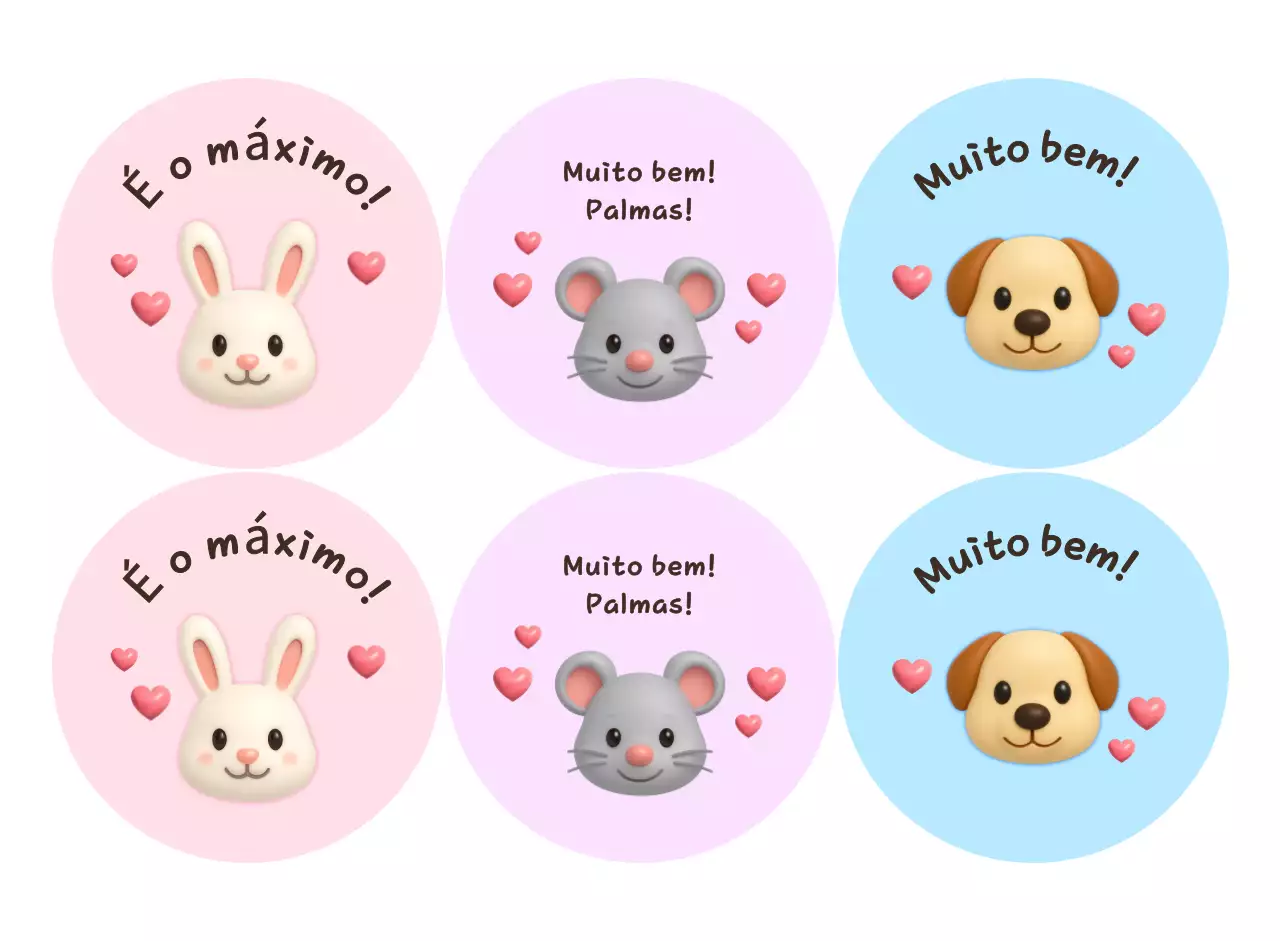Adesivos fofos de elogio a animais