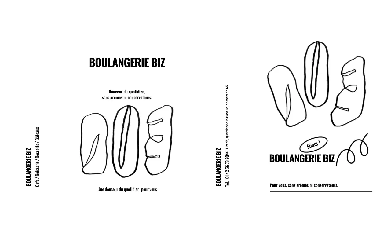 Promotion de boulangerie minimaliste en noir et blanc