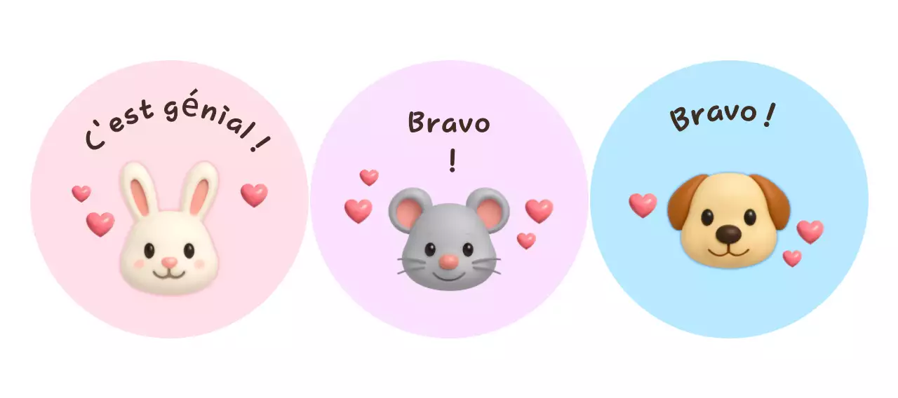 Autocollants mignons en forme d'animaux
