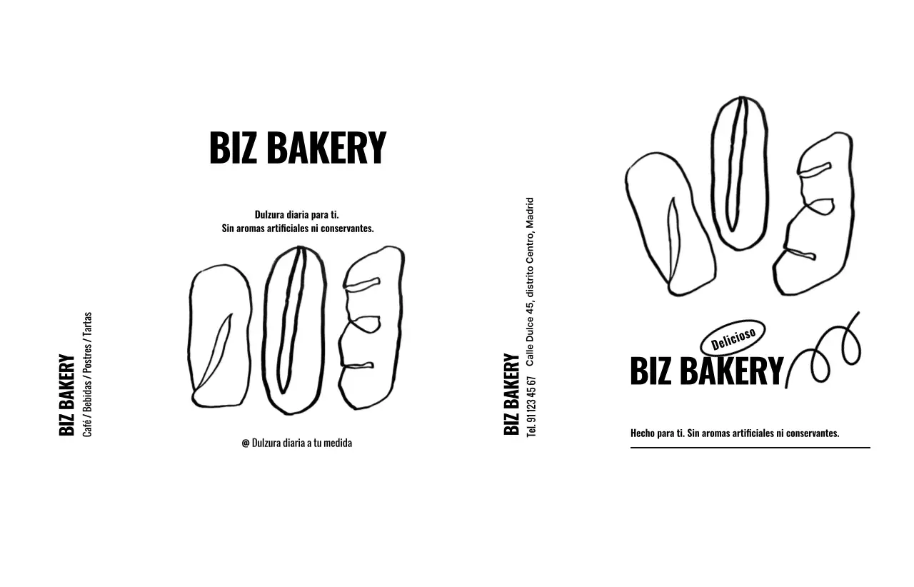 Promoción de panadería minimalista en blanco y negro