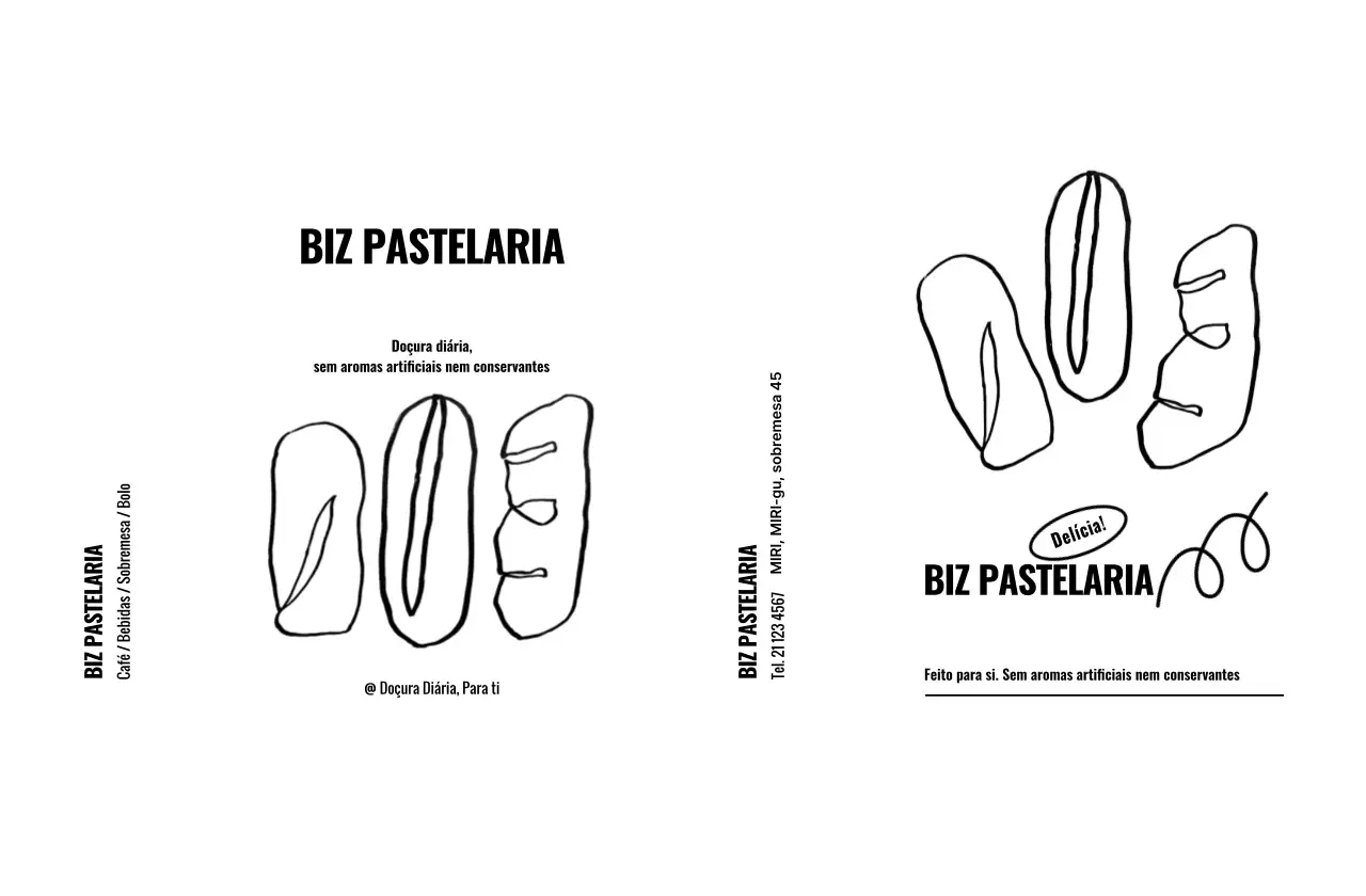 Promoção minimalista de padaria em preto e branco