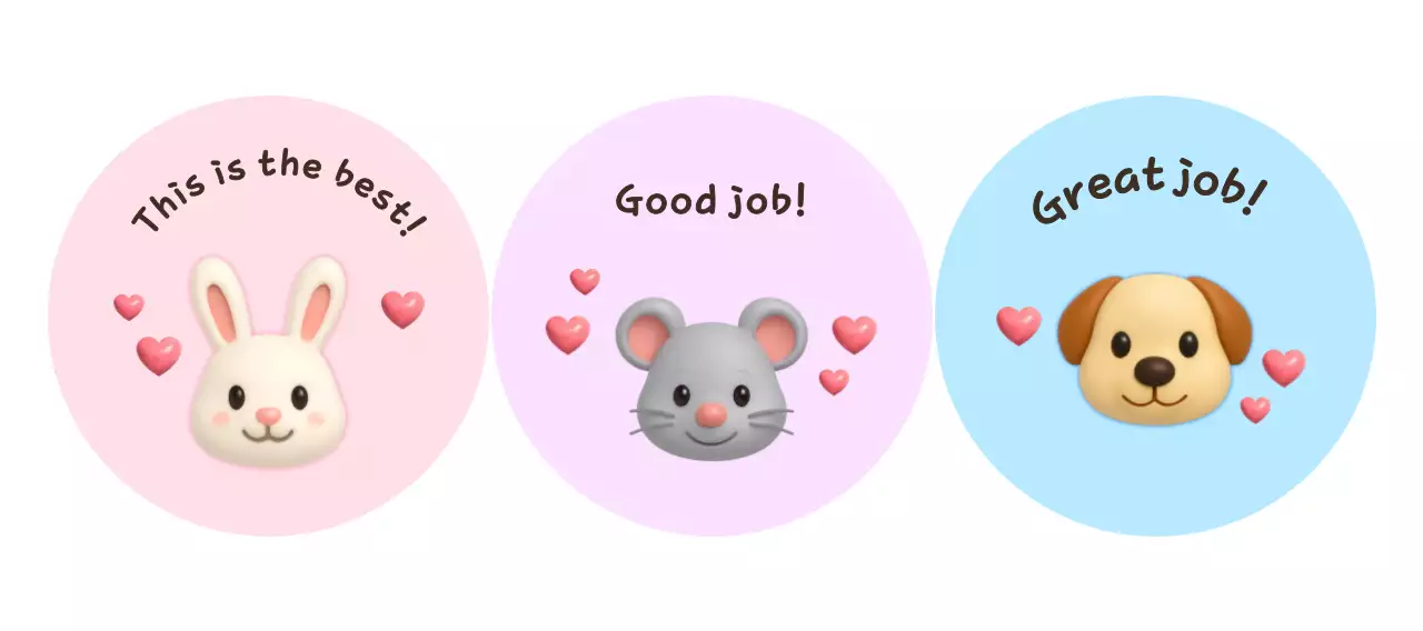 Cute animal praise stickers